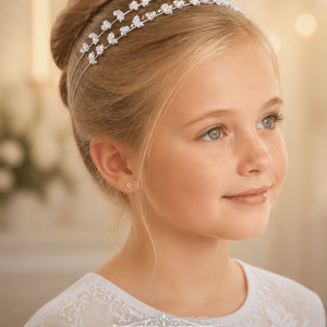 First Communion Rhinestone Double-Layer Hairband
