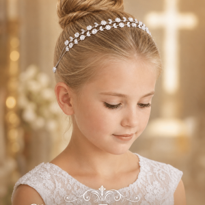 First Communion Rhinestone Flowers Double-Layer Hairband