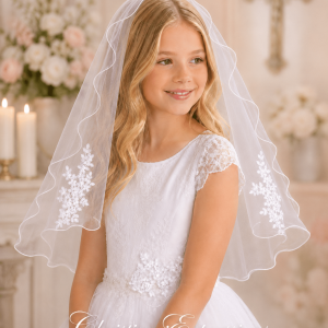 First Communion Veil with Lace Motif
