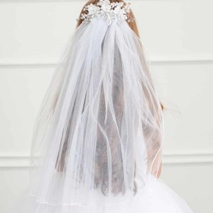 First Communion Flower Comb with Veil