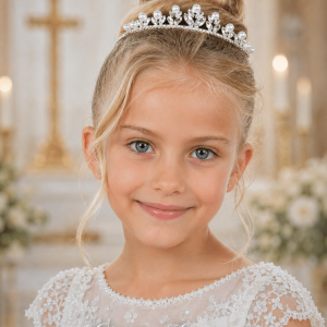 Silver Pearl and Crystal First Communion Tiara