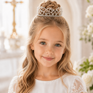First Communion Pearl and Crystal Bunwrap Tiara