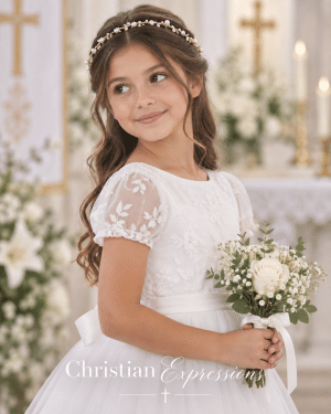 Delicate Gold First Communion Headband with Vine Motif
