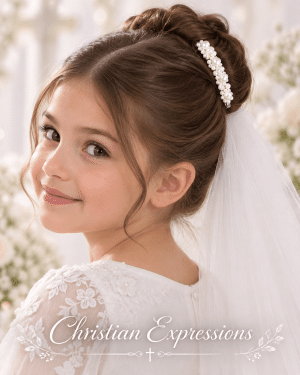 Girls First Communion Large Pearl Flowers Hair Clip Barrette