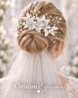 Silver Flower Leaf Handmade First Communion Hair Clip