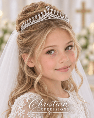 Curved Symmetrical Rhinestone First Communion Baroque Tiara