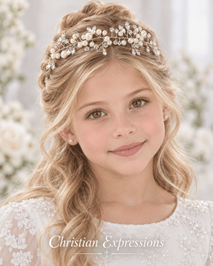 Pearl and Rhinestone First Communion Hairband