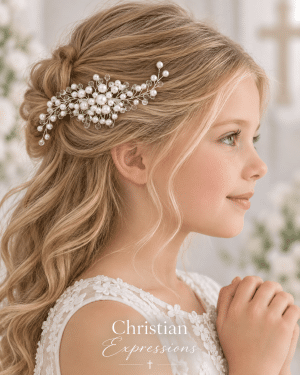 Pearl and Crystal Spray First Communion Hair Comb