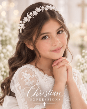 Floral and Pearls First Communion Headband
