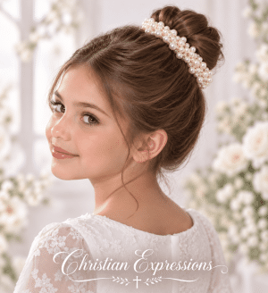 First Communion Pearl Hair Bun Wrap