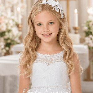 First Communion Headband with Pearls and Crystals