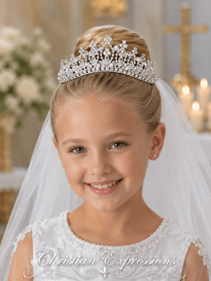 First Communion Metal Tiara with Rhinestones