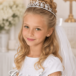 First Communion Tiara with Cross and Veil