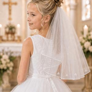 Girls First Communion Veil with Irish Shamrocks