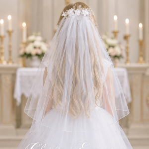 First Communion Veil with Pearl Flower Comb