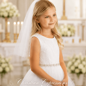 First Communion Veil with Scattered Rhinestones