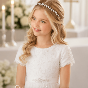 Girls First Communion Crystal Leaf Hairband