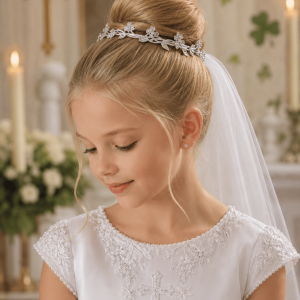 Irish First Communion Tiara with Shamrocks and Celtic Knots