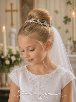 Irish First Communion Tiara with Shamrocks and Celtic Knots