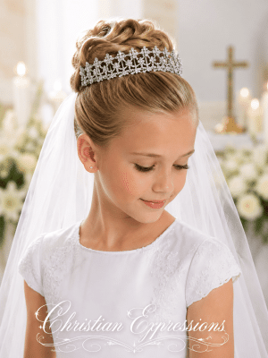 Rhinestone Metal First Communion Tiara with Crystals