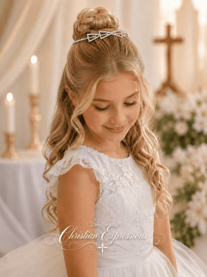 Rhinestone Ribbon First Communion Hairband