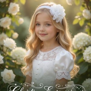 Soft Stretch First Communion Headband with Large Chiffon Flower