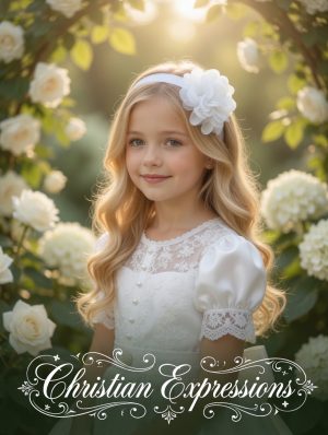 Soft Stretch First Communion Headband with Large Chiffon Flower
