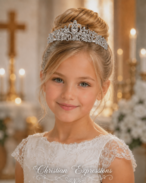Silver Aurora Borealis Rhinestone First Communion Tiara