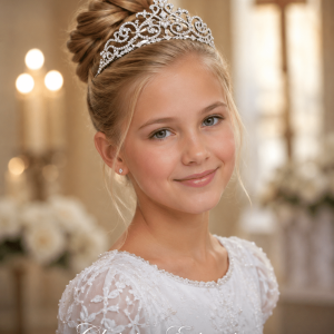Silver Antique Rhinestone First Communion Tiara