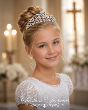 Silver Antique Rhinestone First Communion Tiara