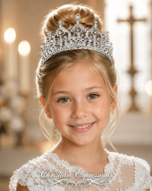 Elegant Silver Antique Rhinestone First Communion Tiara for Girls