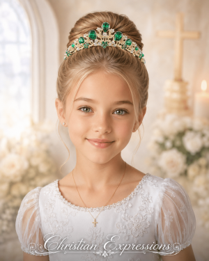 Gold Rhinestone First Communion Tiara for Girls