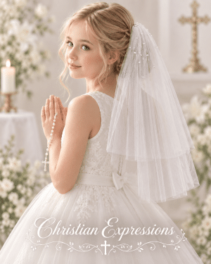 First Communion Veil with Pearl Clusters