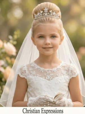 Girls First Communion Rhinestone Tiara with Pearls