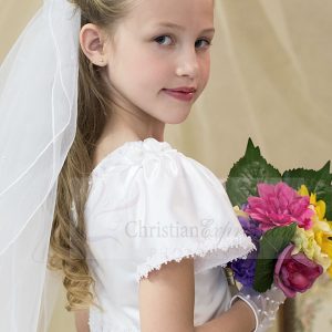 First Communion Wreath Veil with Flowers